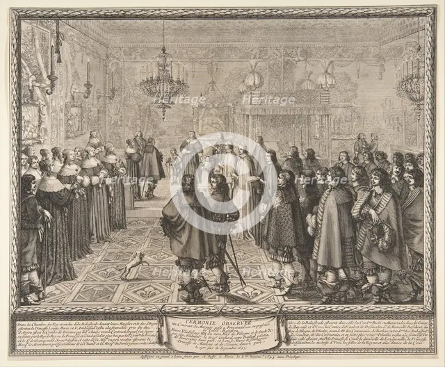 Ceremony of the Contract of Marriage between Wladyslaw IV, King of Poland, and Marie Louis..., 1645. Creator: Abraham Bosse.