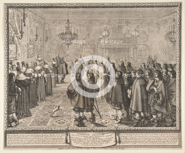 Ceremony of the Contract of Marriage between Wladyslaw IV, King of Poland, and Marie Louis..., 1645. Creator: Abraham Bosse.