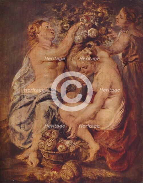 'Ceres and Two Nymphs with a Cornucopia', c1617. Artist: Peter Paul Rubens.