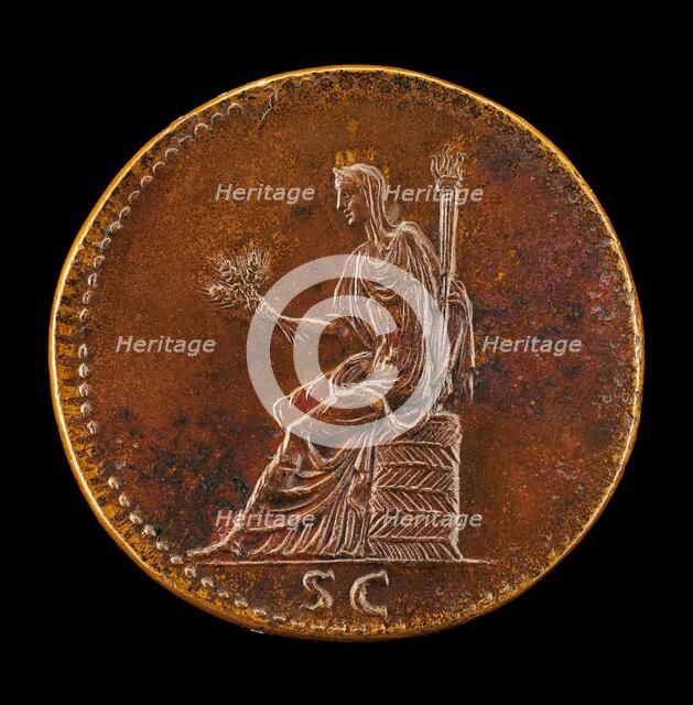 Ceres Holding Ears of Corn and a Torch [reverse]. Creator: Giovanni da Cavino.