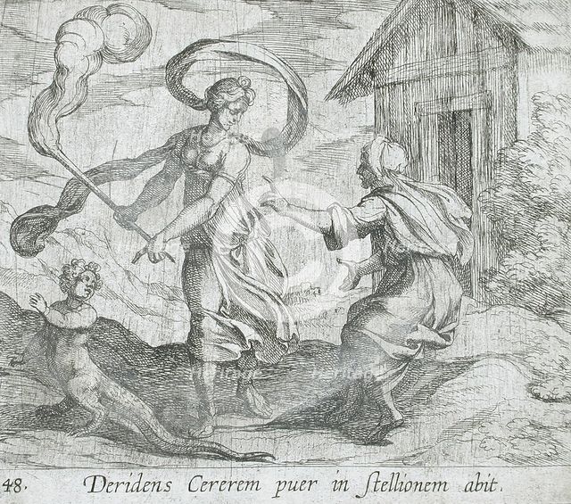 Ceres Turning a Boy into a Lizard, published 1606. Creators: Antonio Tempesta, Wilhelm Janson.