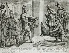 Cerialis Pardons and Relieves Roman Soldiers Who had Helped Civilis, Publshed 1612. Creator: Antonio Tempesta