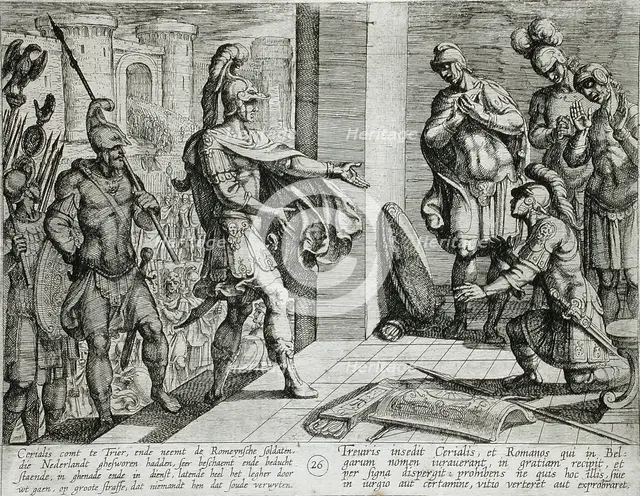 Cerialis Pardons and Relieves Roman Soldiers Who had Helped Civilis, Publshed 1612. Creator: Antonio Tempesta.