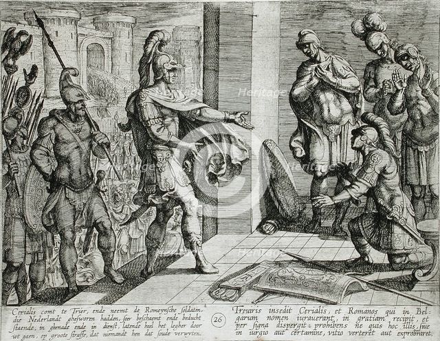 Cerialis Pardons and Relieves Roman Soldiers Who had Helped Civilis, Publshed 1612. Creator: Antonio Tempesta.