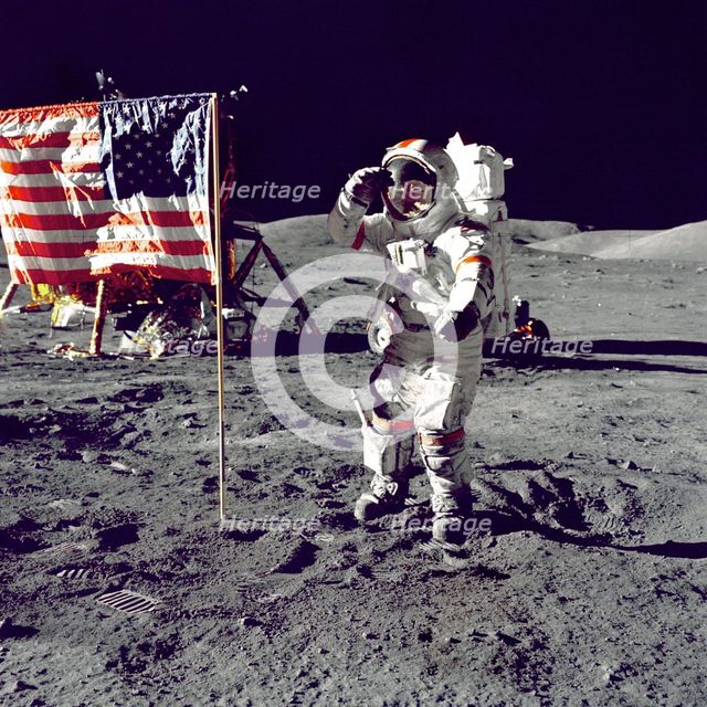 Cernan Jump Salutes Flag, 1972. Creator: Harrison Schmitt.