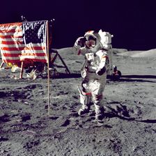 Cernan Jump Salutes Flag, 1972. Creator: Harrison Schmitt