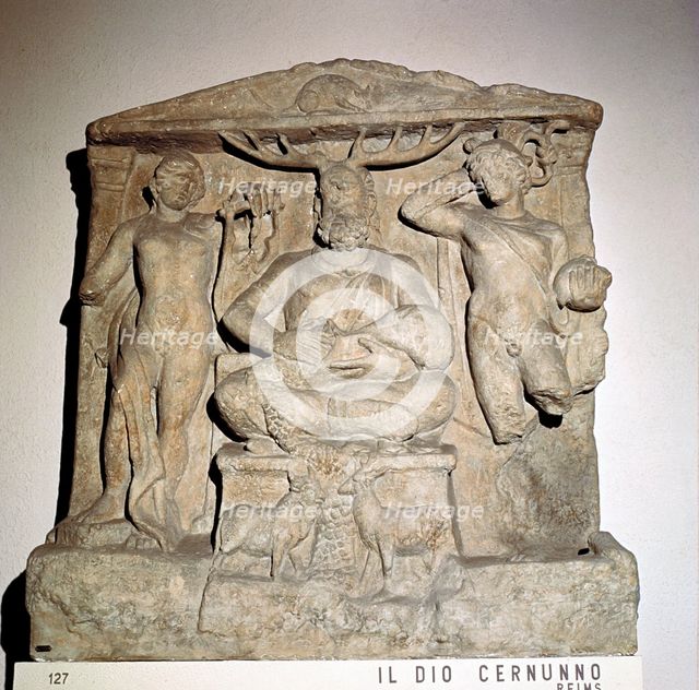 Cernunnos, Celtic horned god, Gallo-Roman relief, Reims, France. Artist: Unknown