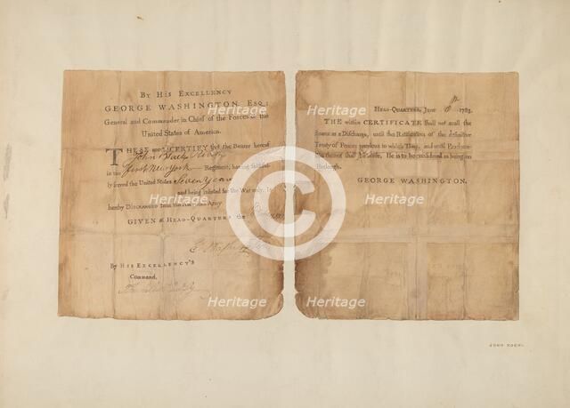 Certificate (army discharge), 1935/1942. Creator:  John Koehl.