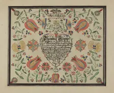 Certificate, Birth and Baptismal; (Fractur), c. 1936. Creator: Ruth Thomson