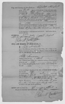 Certificate by City and County of New York for Peter Seaman, 1814-04-23. Creator: Unknown