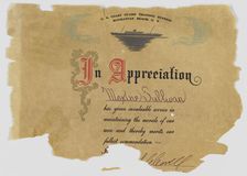Certificate of Appreciation from US Coast Guard to Maxine Sullivan, 20th century. Creator: Unknown