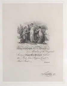 Certificate of Membership for the Society of Copper Plate Printers, 19th century., 19th century. Creator: Edward Francis Burney