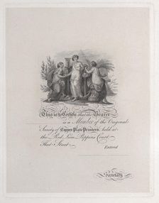 Certificate of Membership for the Society of Copper Plate Printers, 19th century., 19th century. Creator: Edward Francis Burney