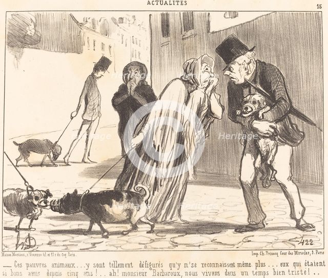 Ces pauvres animaux...y sont tellement défigurés qu'y n'se reconnaissent même plus..., 1852. Creator: Honore Daumier.
