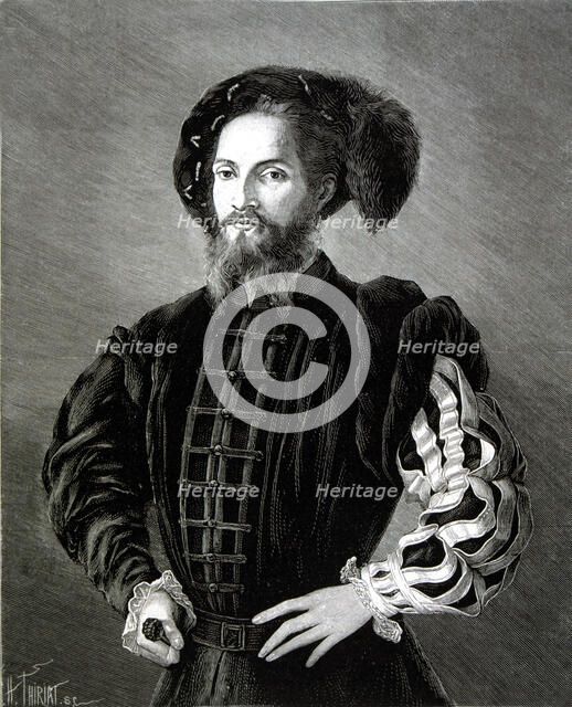 Cesar Borgia (1475-1507), ecclesiastical and political, engraving of Spanish and American Illustr…