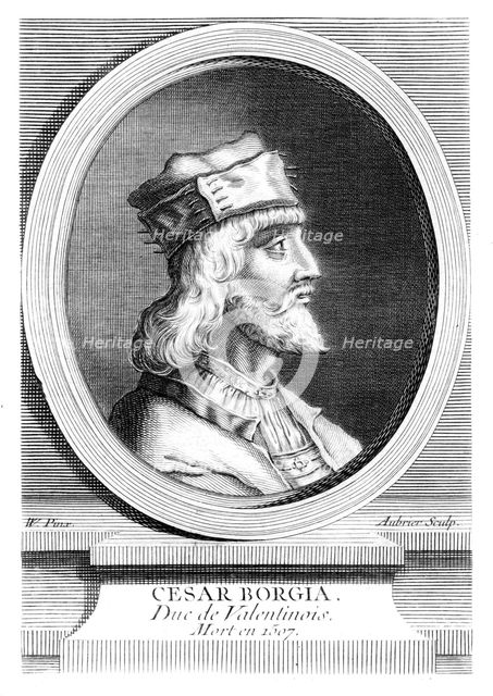 Cesare Borgia, Duke of Valentinois, Italian military leader.Artist: Aubrier