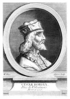 Cesare Borgia, Duke of Valentinois, Italian military leader.Artist: Aubrier