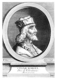 Cesare Borgia, Duke of Valentinois, Italian military leader.Artist: Aubrier