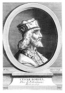 Cesare Borgia, Duke of Valentinois, Italian military leader.Artist: Aubrier