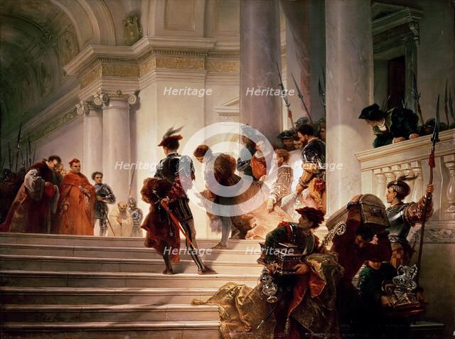 Cesare Borgia leaving the Vatican, 1877. Creator: Gatteri, Giuseppe Lorenzo (1829-1884).