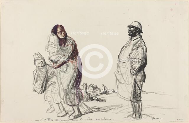 C'est trop dangereux près de votre ambulance, c. 1914/1919. Creator: Jean Louis Forain.