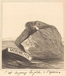 C'est dangereux, la pêche à l'épervier, 1872. Creator: Honore Daumier