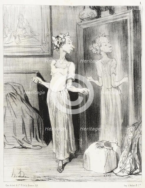 C'est singulier comme ce miroir m'applatit..., 1844. Creator: Honore Daumier.