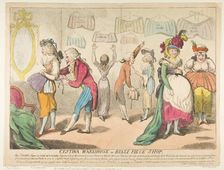 Cestina Warehouse or Belly Piece Shop, April 16, 1793. Creator: Attributed to Isaac Cruikshank (British, Edinburgh, Scotland 1764-1811 London)