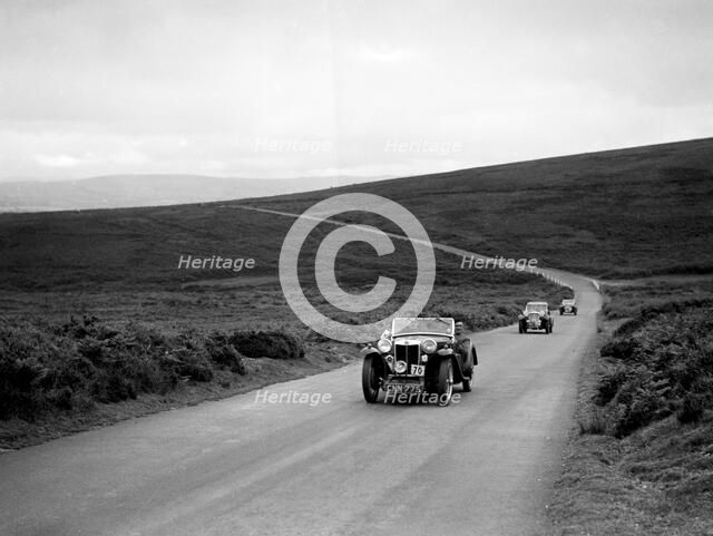 CH Richardson's MG PB ahead of a Singer B37 at the MCC Torquay Rally, July 1937. Artist: Bill Brunell.