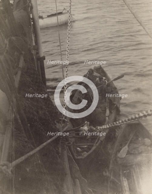 Chukchi Boat Alongside a Clipper Ship, 1889. Creator: Unknown.