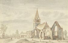 Church next to the ruins of an old church in Velsen, 1600-1800. Creator: Anon