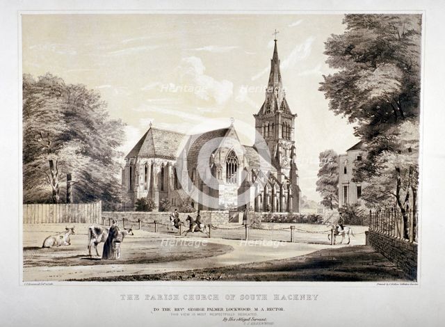 Church of of St John of Jerusalem, Hackney, London, c1850. Artist: CJ Greenwood