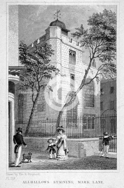 Church of All Hallows Staining, London, 1829. Artist: Thomas Hosmer Shepherd