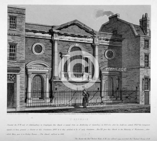 Church of All Hallows Staining, London, c1750. Artist: Anon