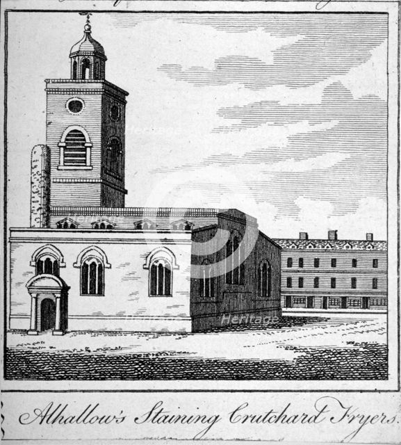 Church of All Hallows Staining, London, c1750. Artist: Anon