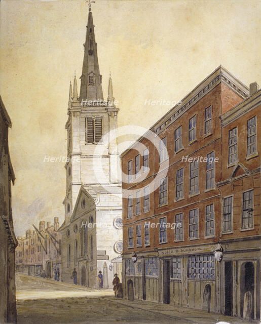 Church of St Margaret Pattens, Eastcheap, City of London, 1815.                                  Artist: William Pearson