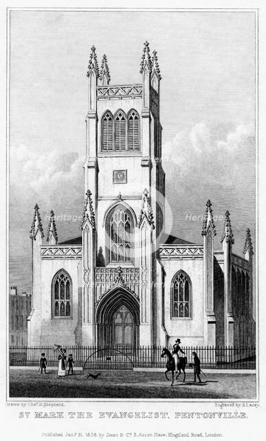 Church of St Mark the Evangelist, Pentonville, Islington, London, 1828.Artist: S Lacey
