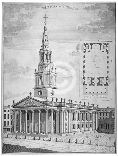 Church of St Martin-in-the-Fields, Westminster, London, c1730. Artist: Anon