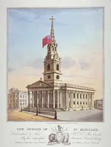 Church of St Martin-in-the-Fields, Westminster, London, c1825. Artist: Anon