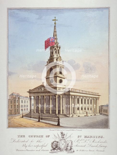 Church of St Martin-in-the-Fields, Westminster, London, c1825. Artist: Anon
