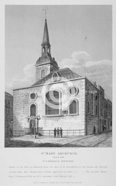 Church of St Mary Abchurch, City of London, 1812. Artist: Joseph Skelton