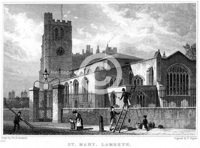 Church of St Mary, Lambeth, London, 1831.Artist: Thomas Higham