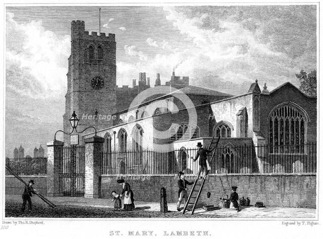 Church of St Mary, Lambeth, London, 1831.Artist: Thomas Higham