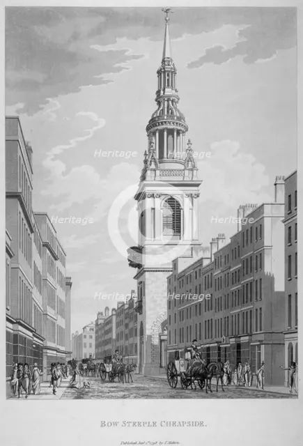 Church of St Mary-le-Bow, Cheapside, City of London, 1798. Artist: Sir Christopher Wren