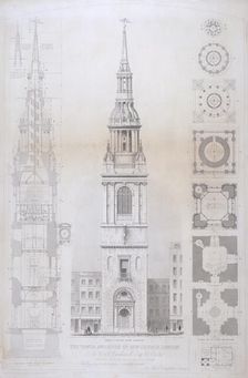 Church of St Mary le Bow, City of London, 1850. Artist: John Le Keux