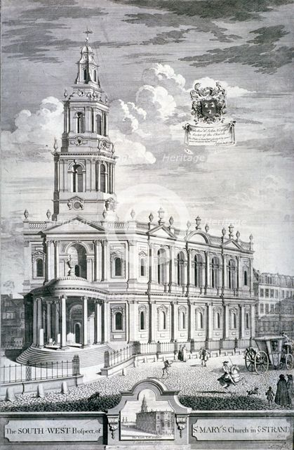 Church of St Mary le Strand, Westminster, London, 1732. Artist: James Cole
