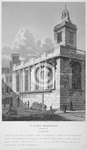 Church of St Mary Magdalen, Old Fish Street, City of London, 1812. Artist: Joseph Skelton