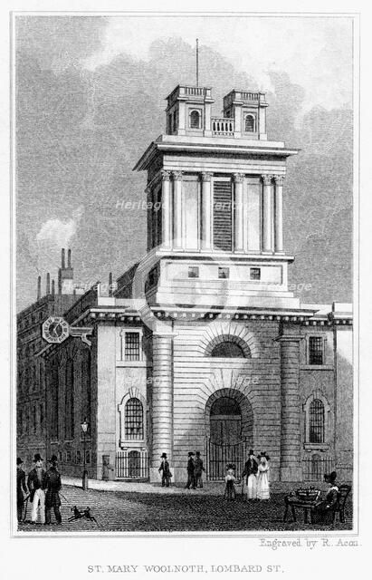 Church of St Mary Woolnoth, Lombard Street, City of London, 19th century..Artist: R Acon
