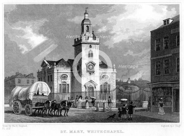 Church of St Mary, Whitechapel, London, 1831.Artist: J Tingle
