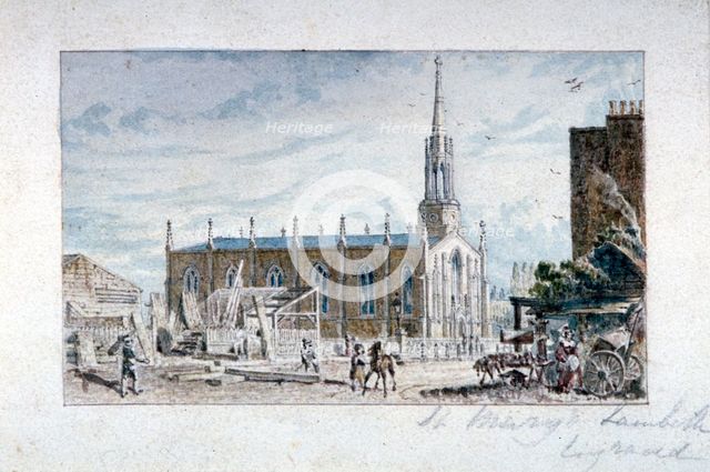 Church of St Mary the Less, Lambeth Butts, London, c1831. Artist: Robert Blemmell Schnebbelie